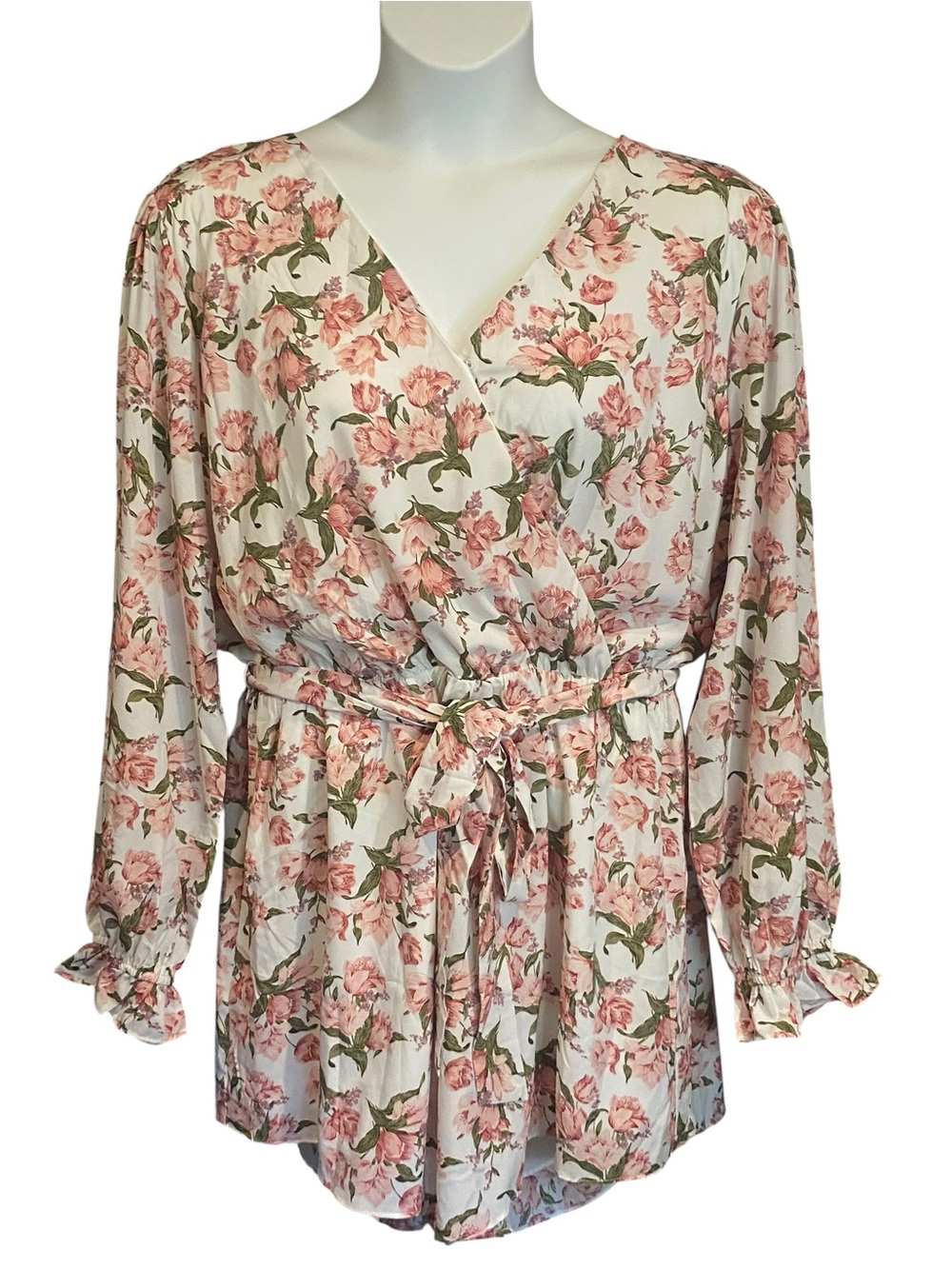 Sweet Lemon NWT Pink Floral Long Sleeve Romper Womens Plus Size 2X Cottagecore